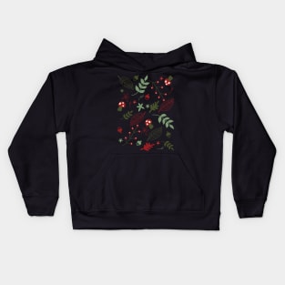 Retro Christmas Cottagecore Winter Berry Cozy Forest Hygge Aesthetic Pattern Kids Hoodie